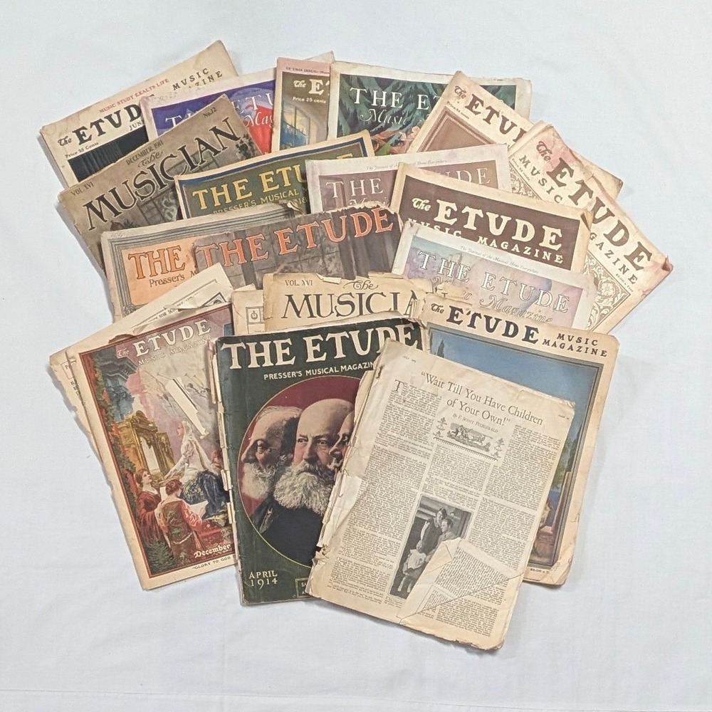 Vintage The Etude Music Magazine Lot Early 1900s Antique Ephemera Fitzgerald